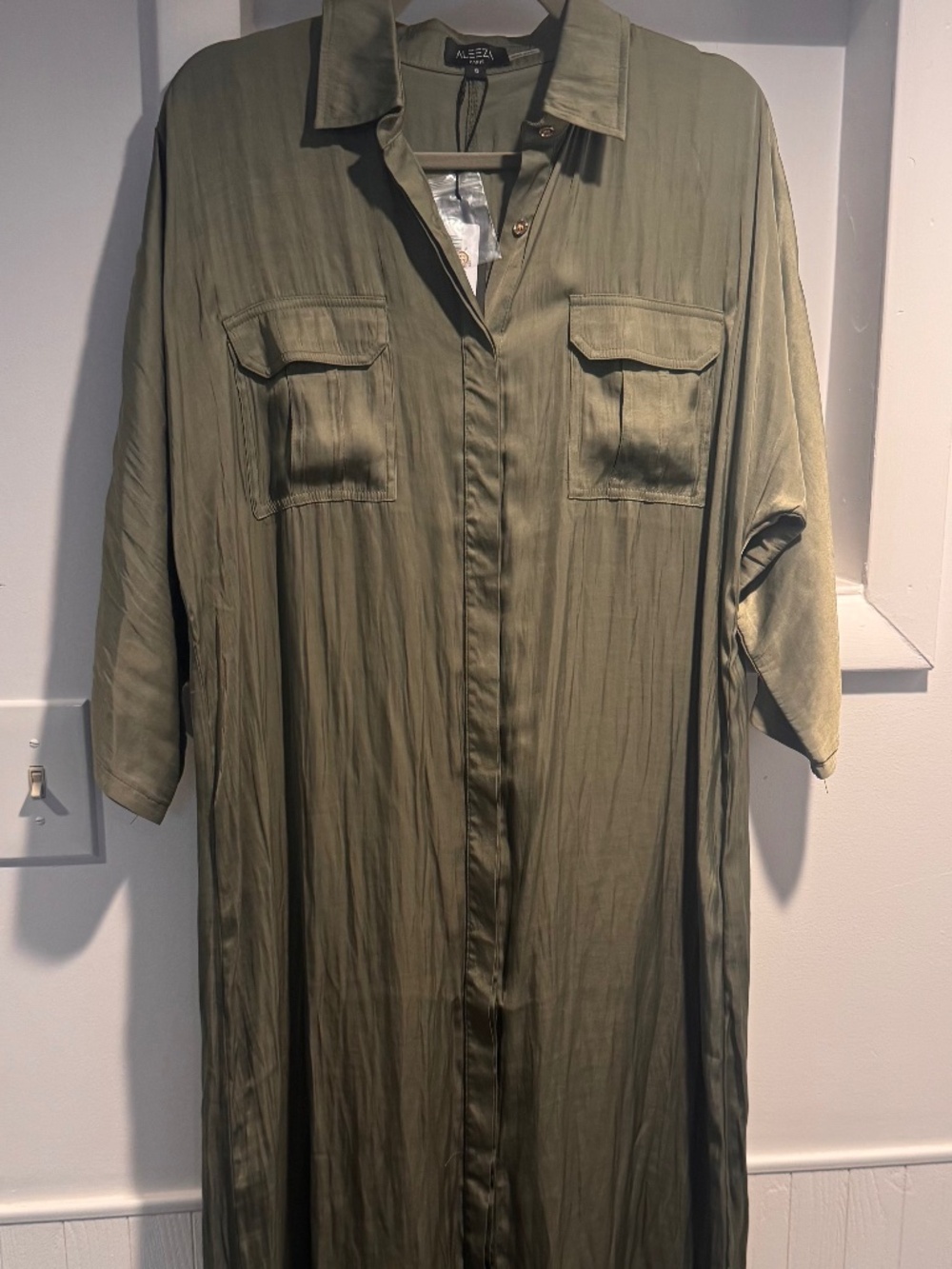 Aleeza Paris size small satin button down dress